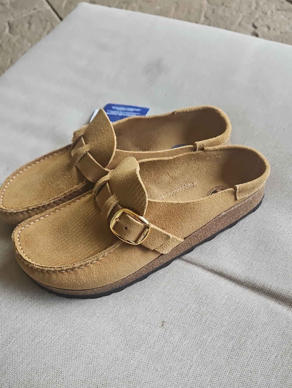 Birkenstock Buckley Semi-open Clog Suede Embossed Corduroy Cork Brown Size 7